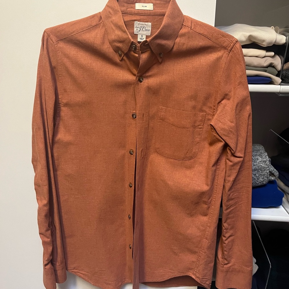 J Crew Men's Rust Button-Down Shirt